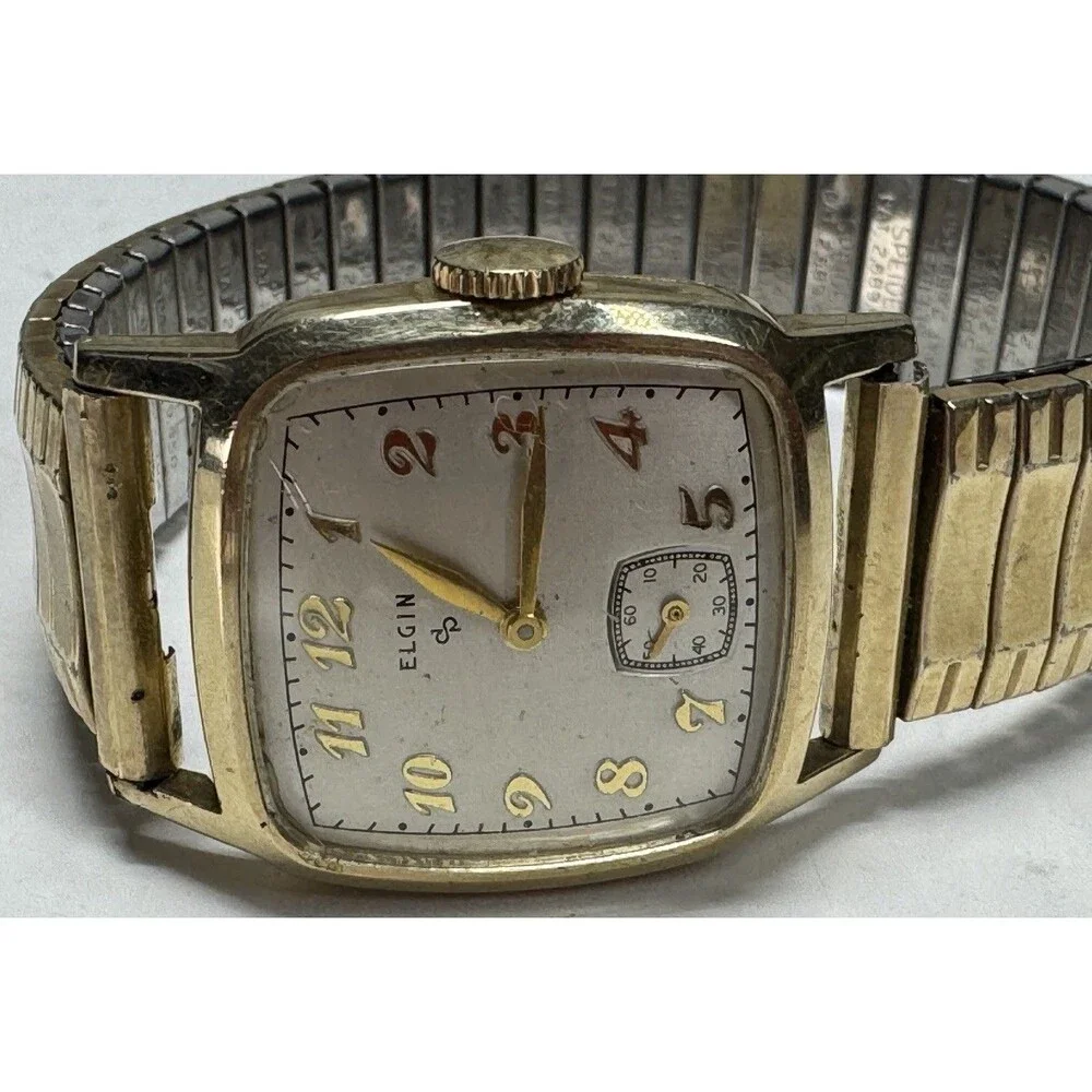 VTG Antique Elgin 14k GF Mens Watch Wind up 21 Jewel Works